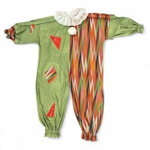 VTG Handmade Children's Youth Clown Costume Collar Kid Circus 1970s Patchwork